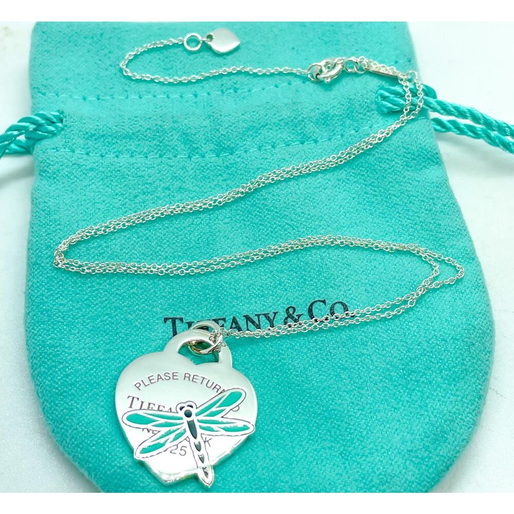 RARE Tiffany & Co. Return to Tiffany Dragonfly Heart Pendant Necklace 16-18" - Picture 13 of 13